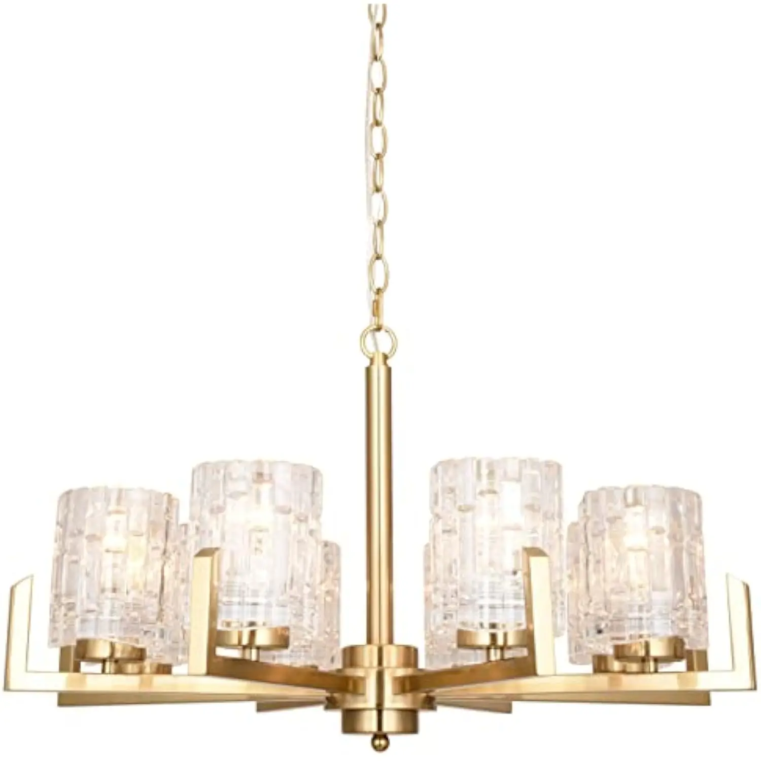 

25.6" dining room chandeliers, 8 light brushed brass contemporary light fixture for kitchen, bedroom and living room, etl liste