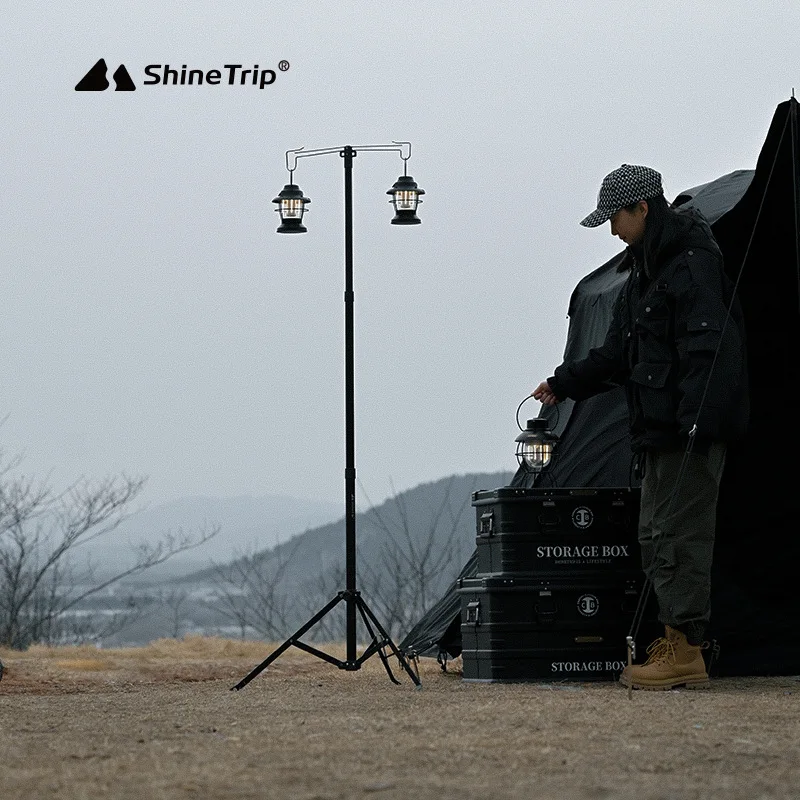 

Outdoor Camping Portable Aluminum Alloy Light Light Frame Stable Double Hook with Ground Nail Camping Light Frame