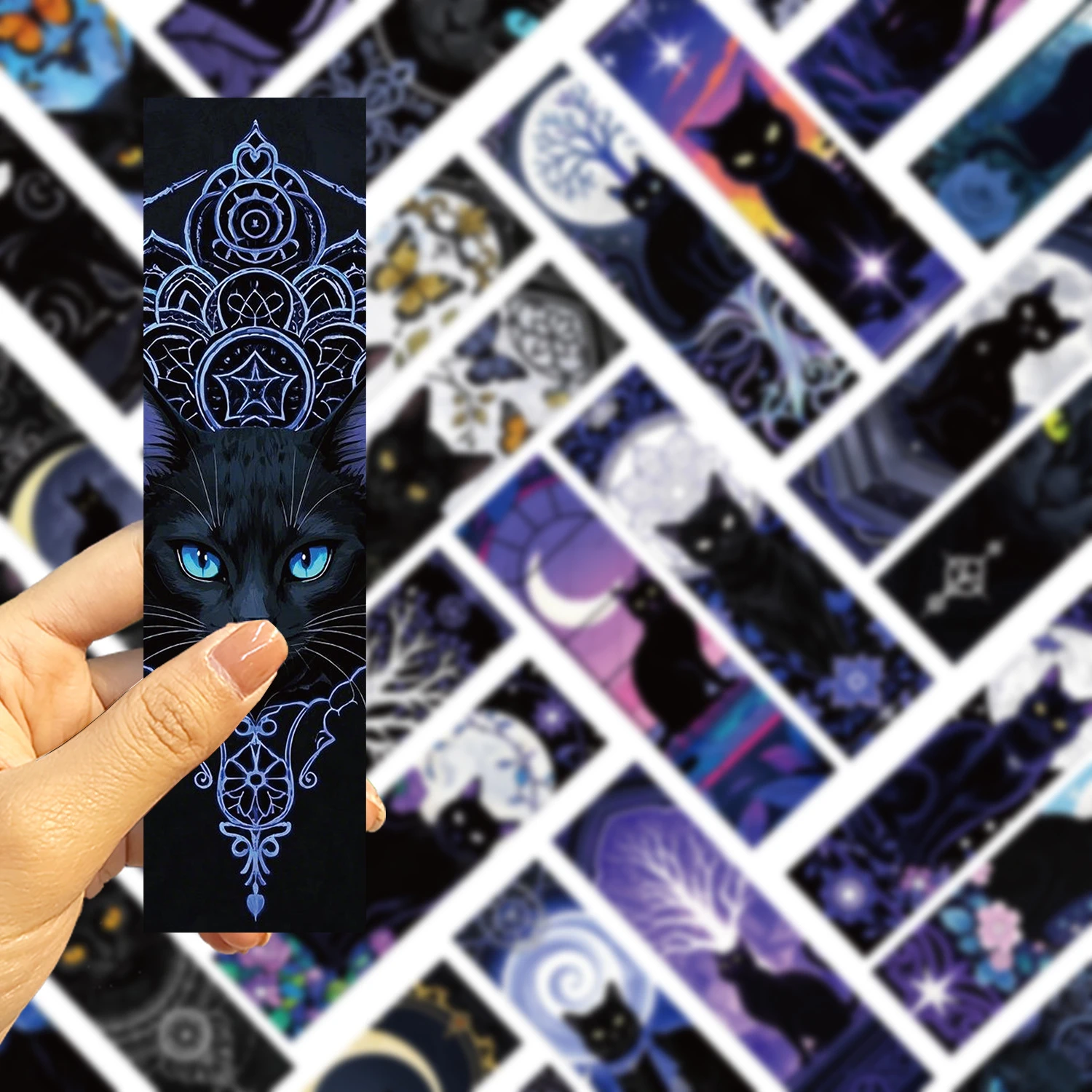 30PCS Gothic Dark Cat Bookmarks Mystical Black Cat Bookmark Gothic Paper Book Mark for Women Teens Adult Romance Gifts