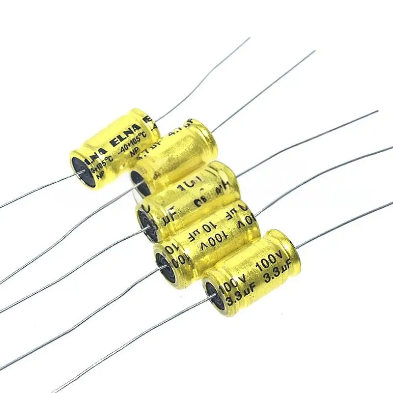 10PCS 2.2μF/3.3μF/4.7μF/6.8μF/10μF 100V Tweeter Gold Non-Polarized Electrolytic Capacitor Crossover Capacitor