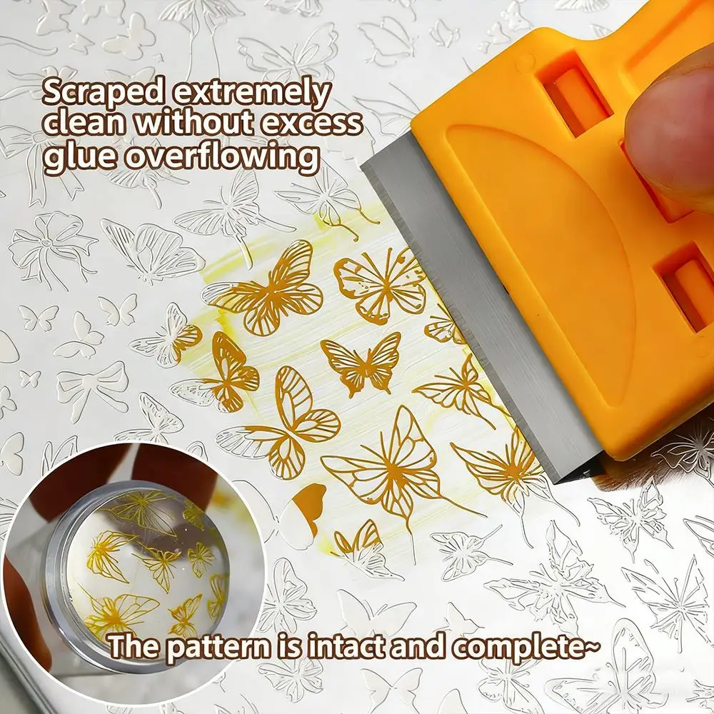 

1/2 шт. скребок для штамповки ногтей, многофункциональная лопата для чистки, клейкая наклейка, шпатель для удаления остатков, шаблон для печати ногтей, инструмент