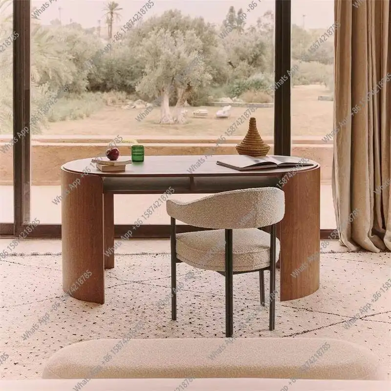 

Medieval solid wood desk home designer workbench against the wall computer desk hotel entrance door desk