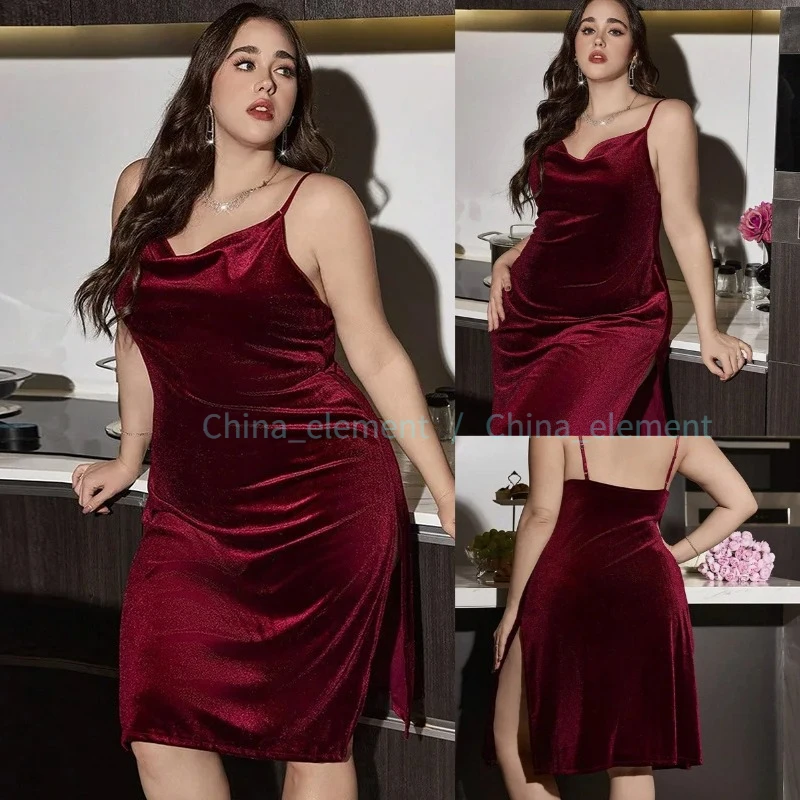 

Новая велюровая ночная сорочка больших размеров для женщин: сексуальное домашнее платье на бретельках, летнее белье для сна и отдыха