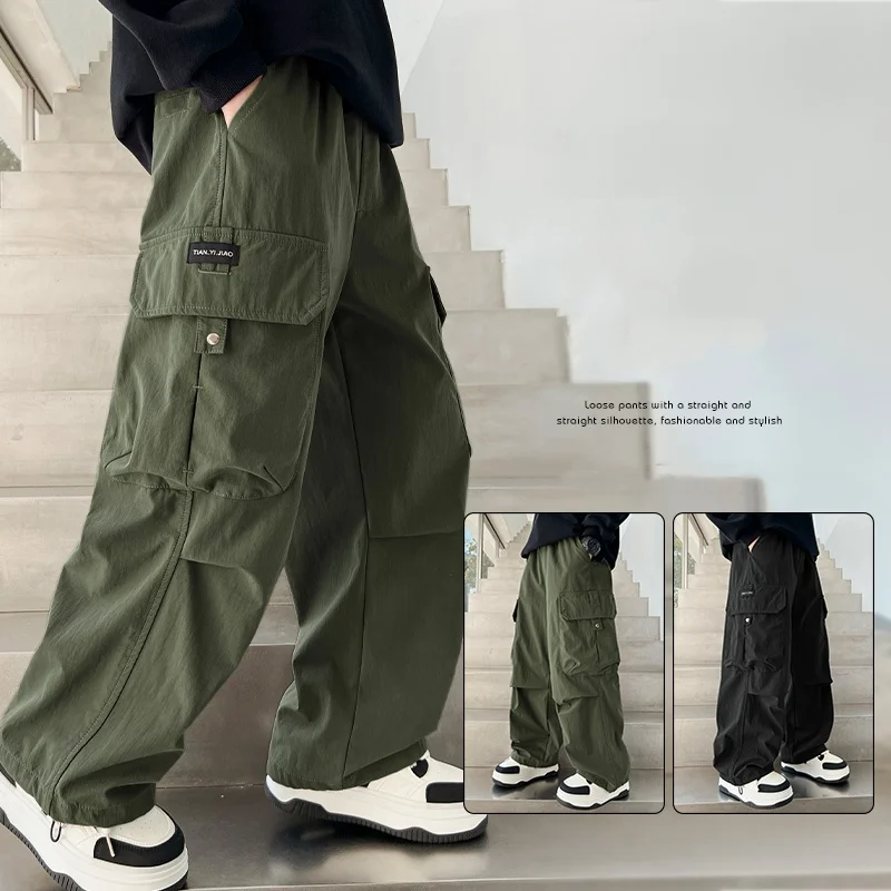 

Kids Pants Ages 4-14Y Tween Boy Utility Pants Teenage Child Autumn Bottom Toddler Casual Fashion Long Pants Boy Cargo Trousers
