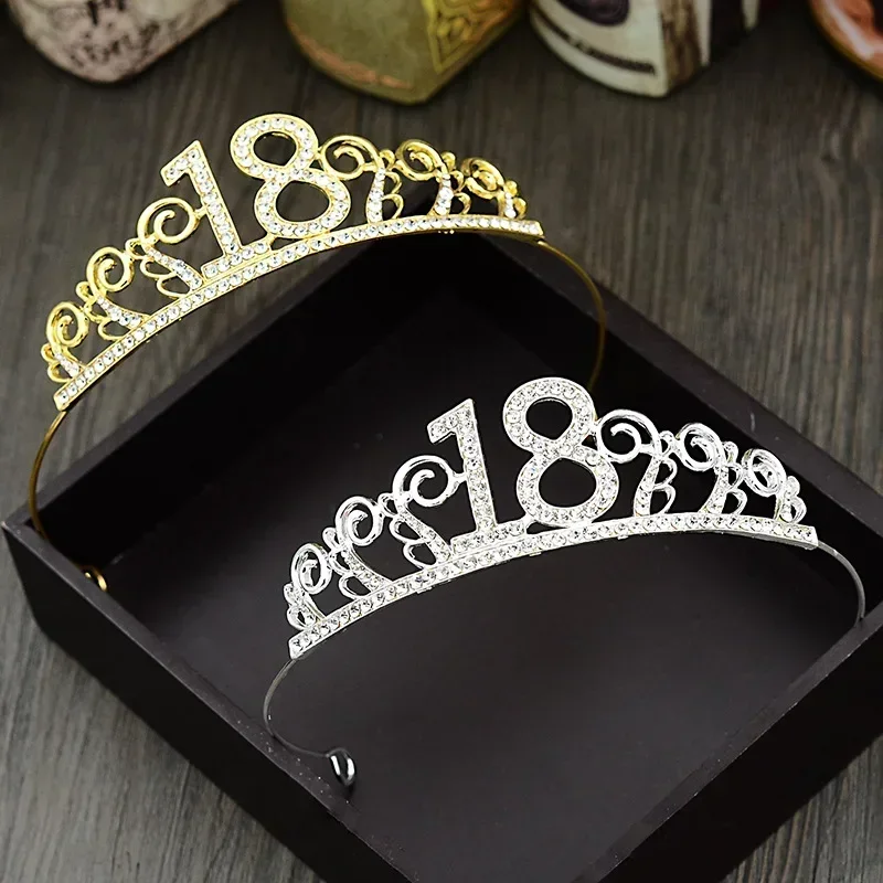 1 Pcs 18th Birthday Princess Crown Headband Crystal Wedding Crown Hairband Women Headwear Hair Decor