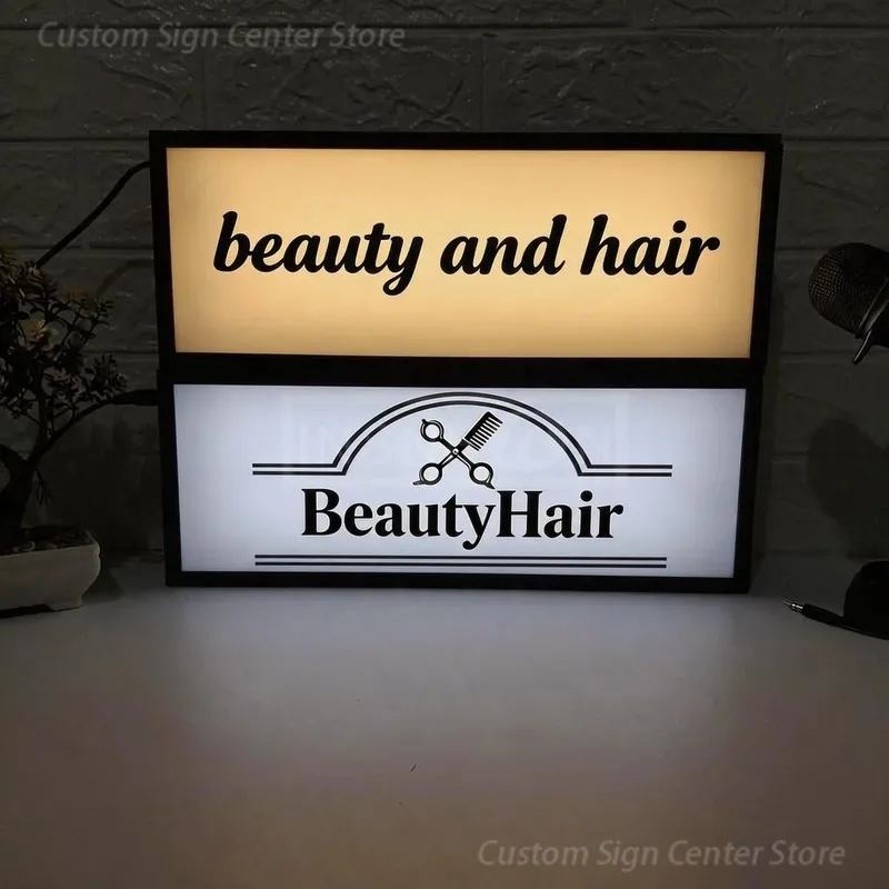 Custom LED Neon Acrylic Sign BeautyHair, Personalized Illuminated Logo Wall Advertising Board Business Letters Poster Signboard view 4