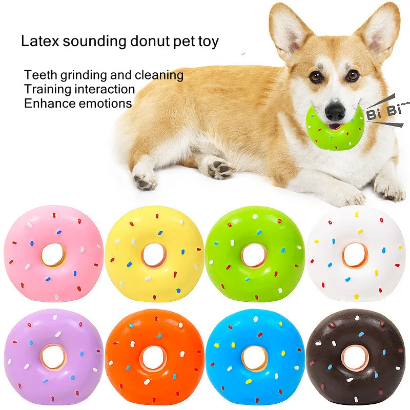 New Donut Dog Chew Toy Sound Toys Simulation Donuts Grinding Cleaning Tooth Relief Dog Toys Игрушки Для Собак Mascotas Perro