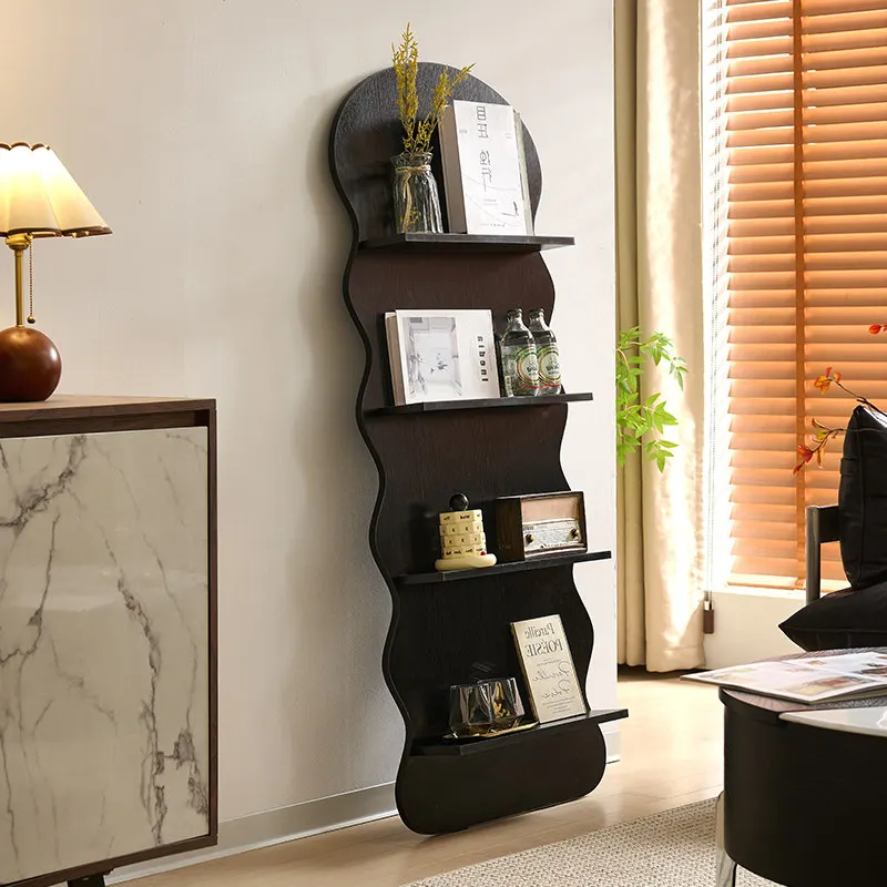 Medieval multi-layer magazine rack Floor-to-ceiling display Retro simplewood shelves space saving estantería librería furniture