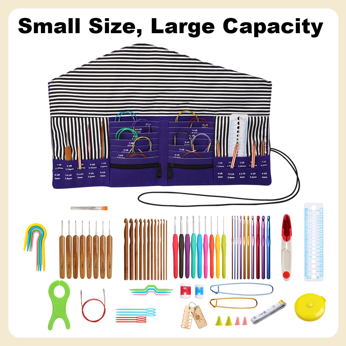 QZLKNIT New Empty Knitting Needles Storage Bag Waterproof Crochet Hooks Organizer Foldable Bags for Sewing Tools Accessories