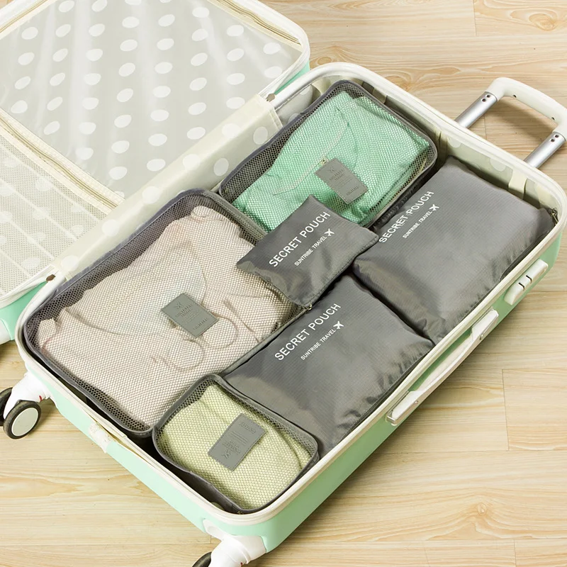 6-delig/set reisopbergtas draagbare grote capaciteit waterdichte bagageruimte kleding ondergoed opbergtas met ritssluiting