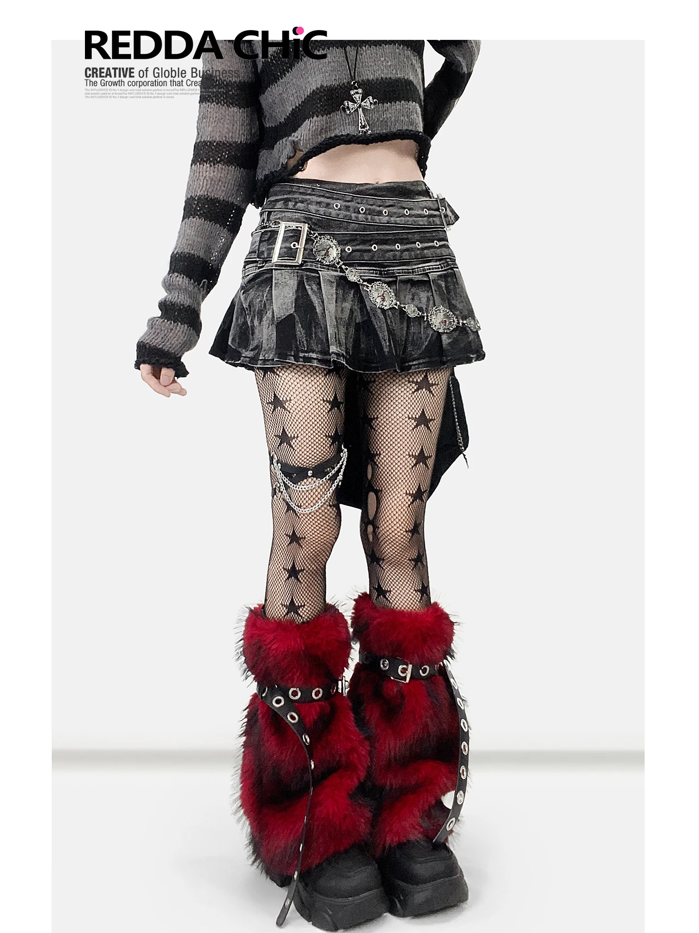 ファッションスウィートクールダークサブカルチャーデニムプリーツスカートタイダイグラデーションダブルベルトローウエストAラインY2Kミニスカート女性用