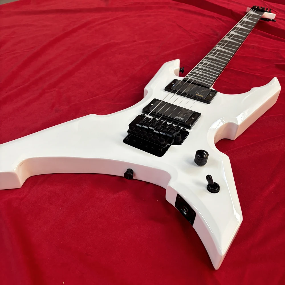 

White Electric Guitar Double Locking Tremolo,smooth frets, stable tuning, comfortable neck, balanced tone