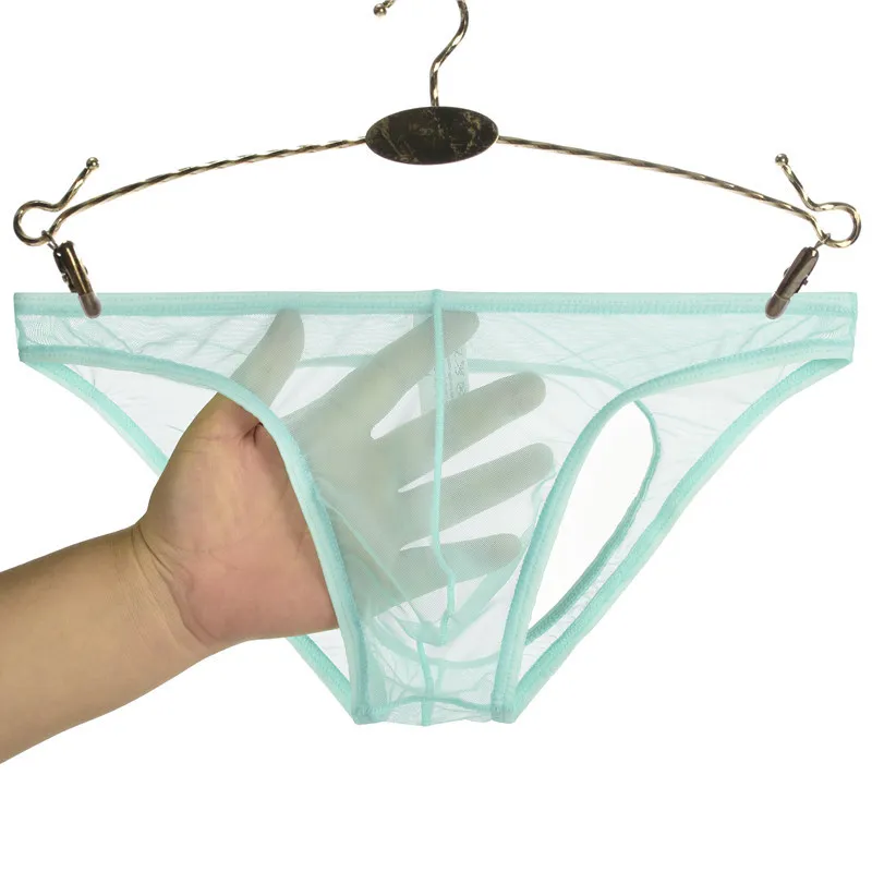 

Mesh Transparent Panties Men's Gay Night Leaking Butts Sexy Lingerie Briefs Breathable Underwear Young Men Bugle Pouch Underpant