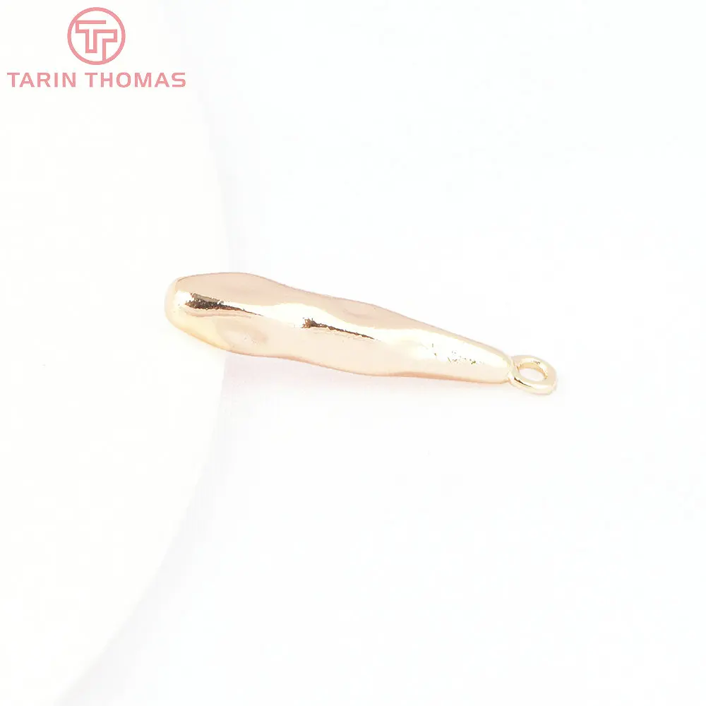 (8164) 6PCS 4x22.5MM 24K Gold Color Brass Irregular Droplet Pendants High Quality DIY Jewelry Making Findings Accessories