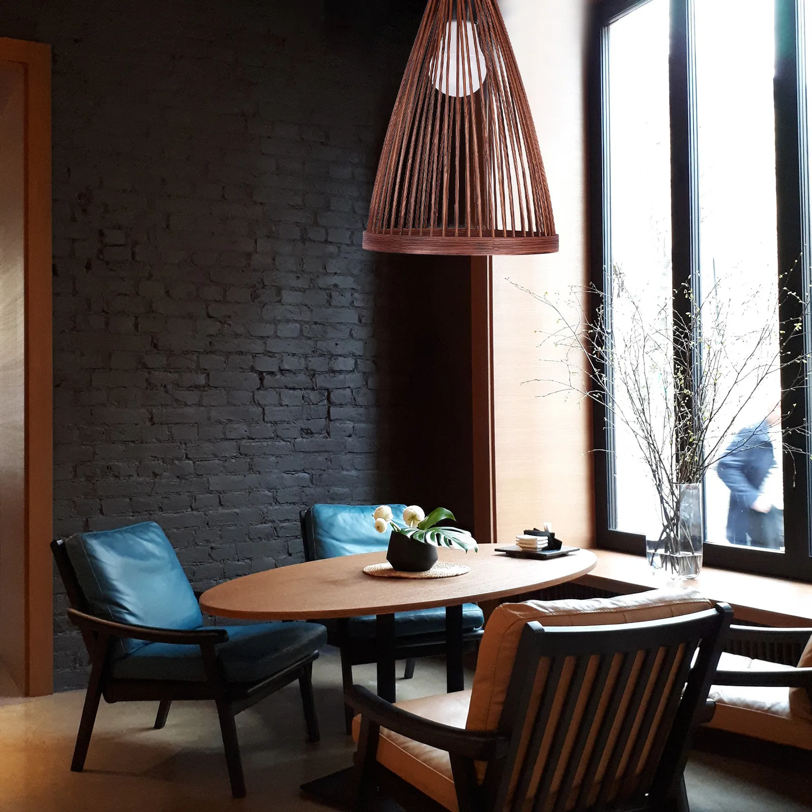 

Bamboo Woven Chandelier Rustic Pendant Lamp for Home Restaurant Decor Ceiling Lighting Fixture Bamboo Chandelier