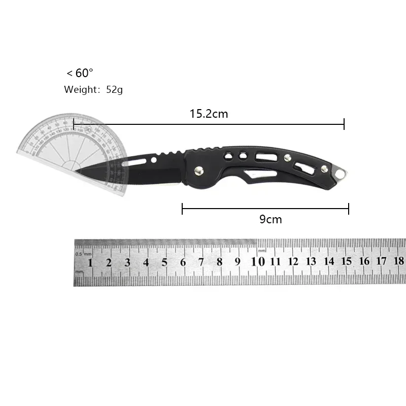 1PCS  Four-color Portable  Stainless Steel Keychain Folding Outdoor Carrying Mirror Sharp Pocket Fruit Folding Knife