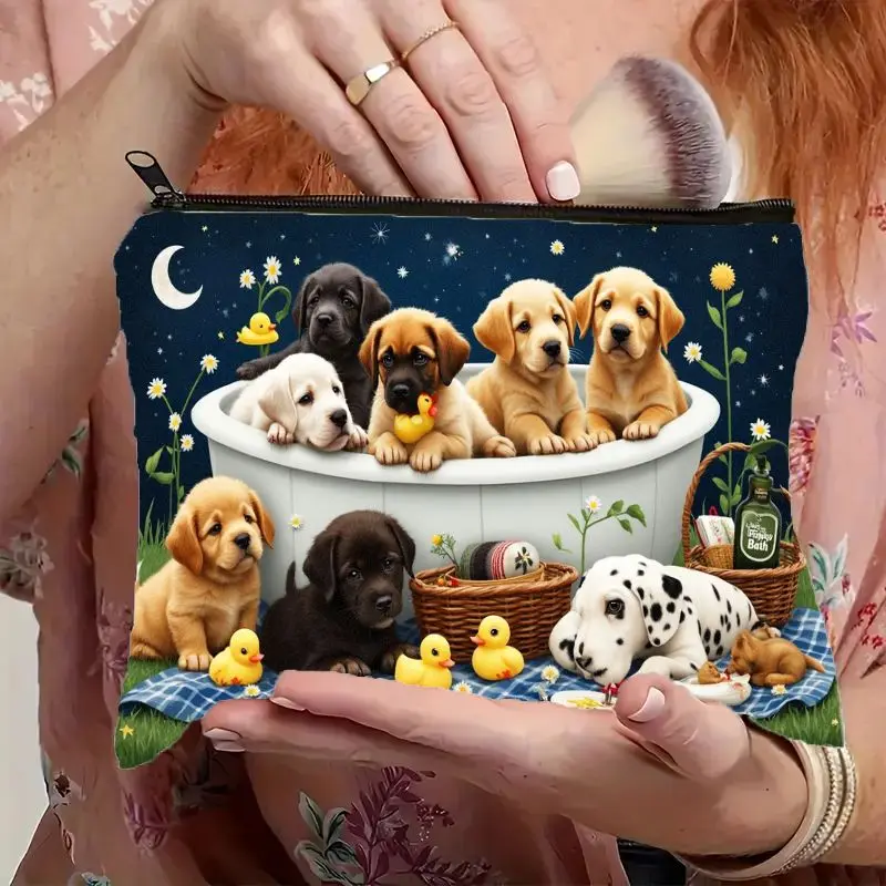 1 Piece of Makeup Bag with Energetic Dog Snack Design - Multifunctional Zipper Bag for Women, Perfect Travel Zipper Storage Bag, Fun Birthday Gift