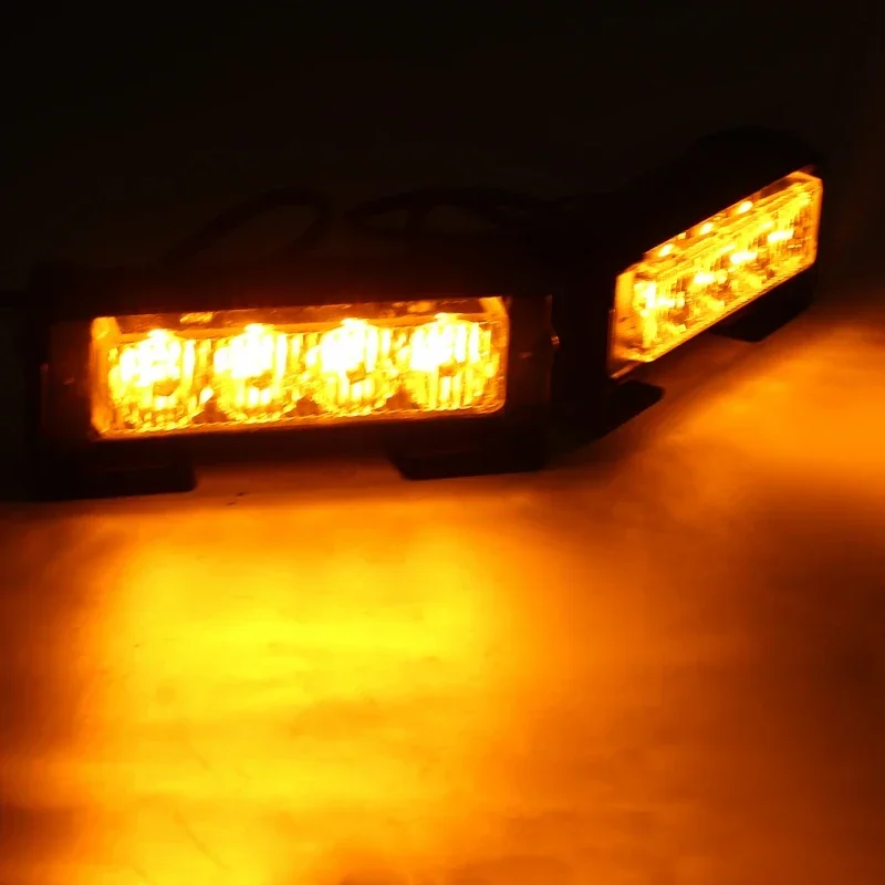 4LED One Drag Two Strobe Middle Net Warning Light 8LED Strobe Lamp One Drag Two Long Bumper Light Opening