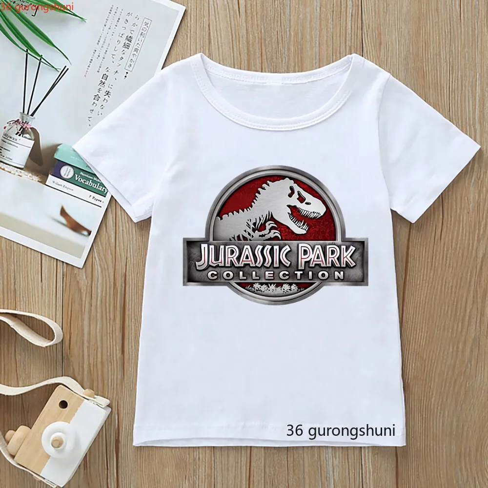 เสื้อยืด Jurassic Park เสื้อยืด Jurassic World Dominion สำหรับเด็กเสื้อยืดเด็กหญิงเด็กชายฤดูร้อนสีขาว2024ใหม่