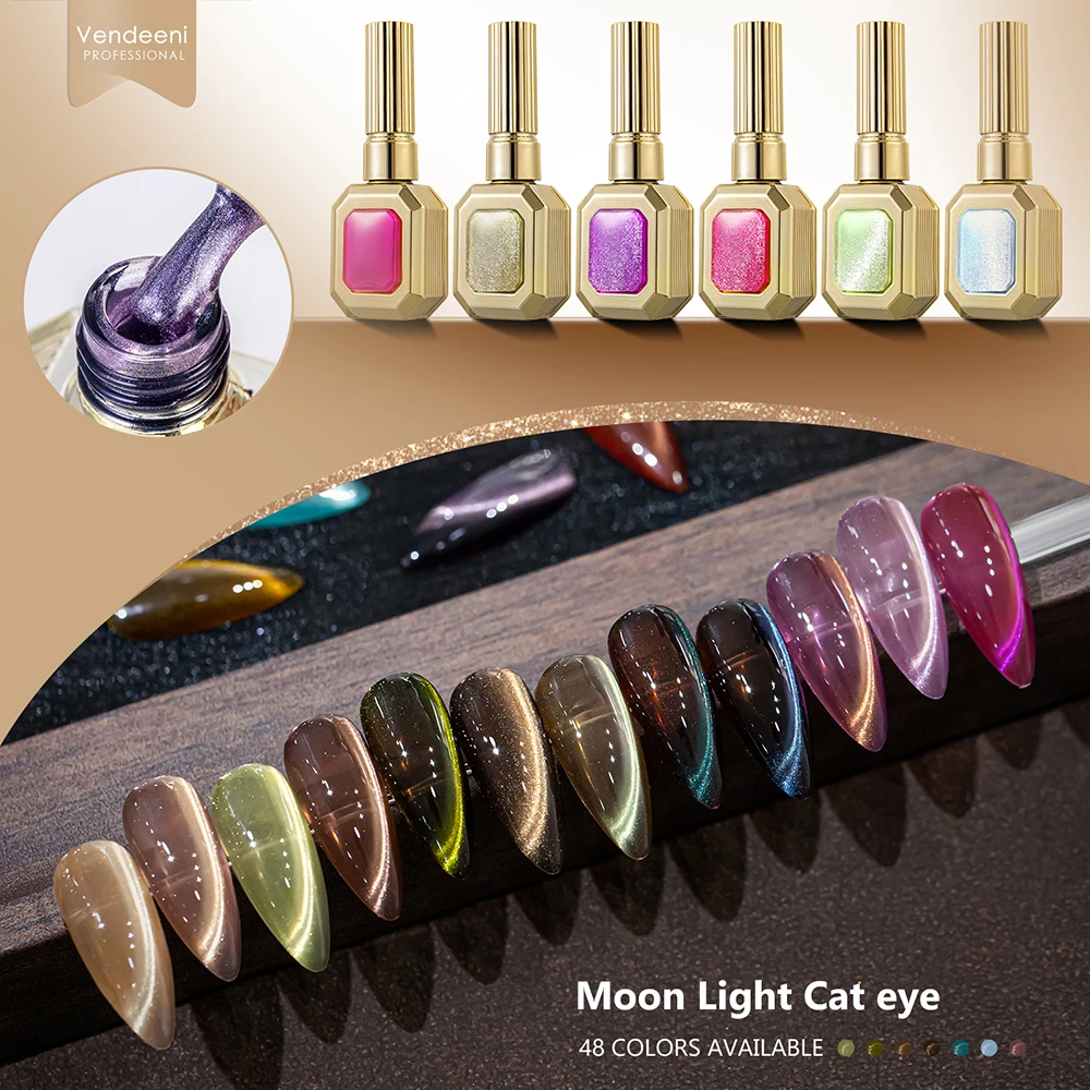 Vendeeni 48 Farben/Set Mondlicht Kristall Katzenaugen-Gel-Nagellack UV Magnetisch Traumhafte Glasperlen Katzenaugen-Gel-Lack mit Display – Detail 6