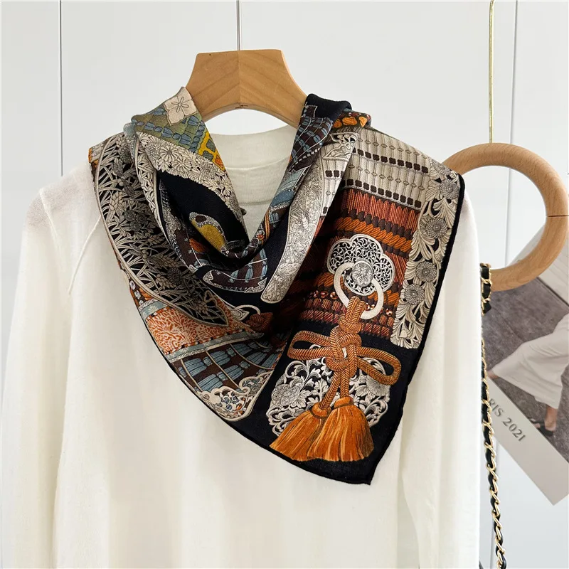 

Winter Soft Scarf Women Silk Wool Scarves Luxury Shawls Head Neck Accessories Herms Rolled Bandanas Double Face Printing