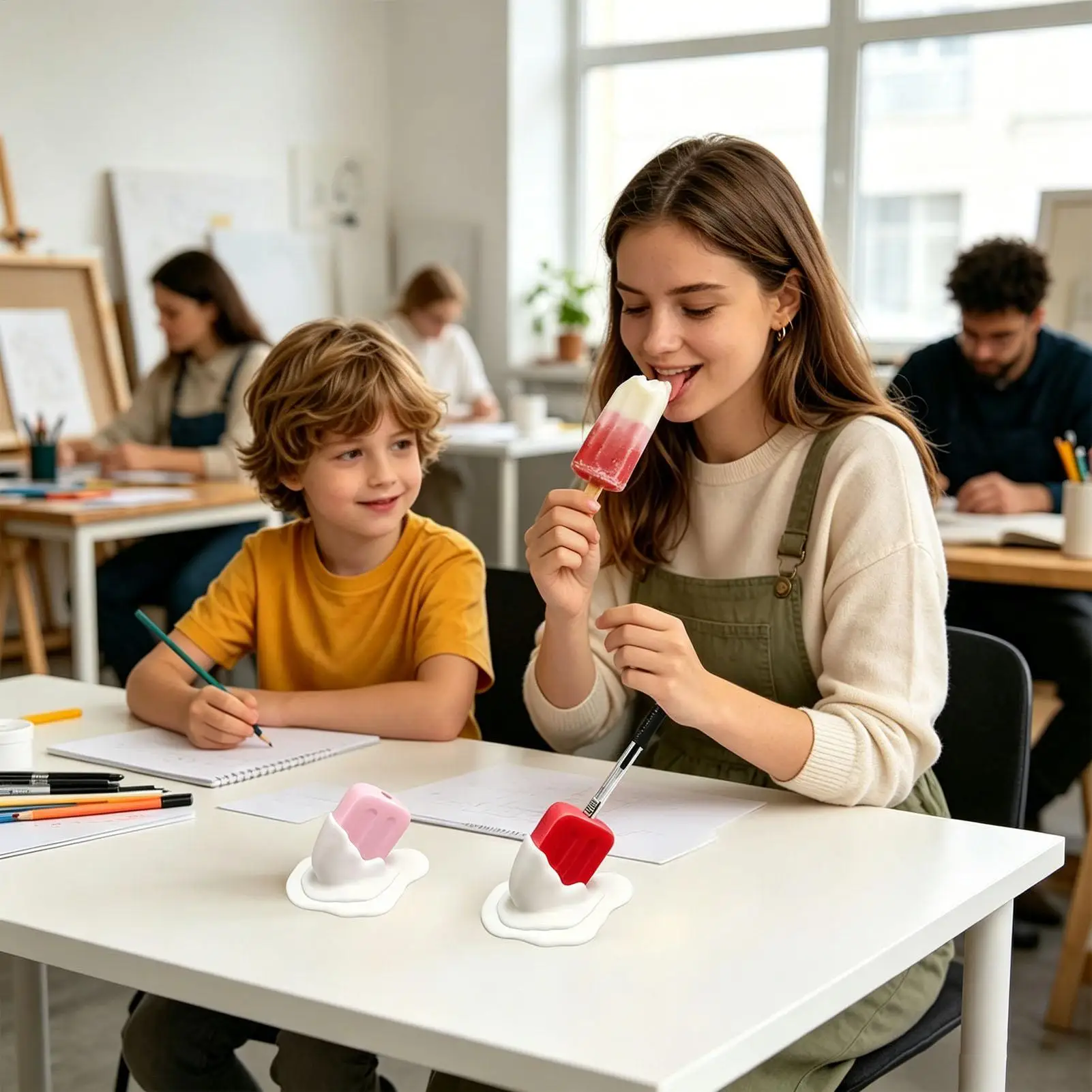 Pen Holder For Desk 2-pieces Melting Ice Lolly Shape Storage Holder 2 Pieces Pen Cup For Home Apartment Workplace Dorm College