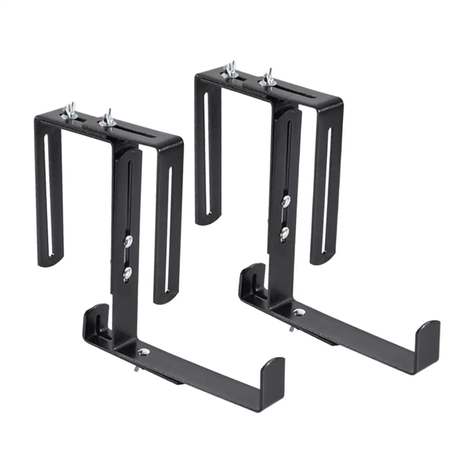

2x Planter Box Brackets Fits Deck Railing Metal Hooks Multipurpose Adjustable for Terraces Accessory Sturdy Easily Install