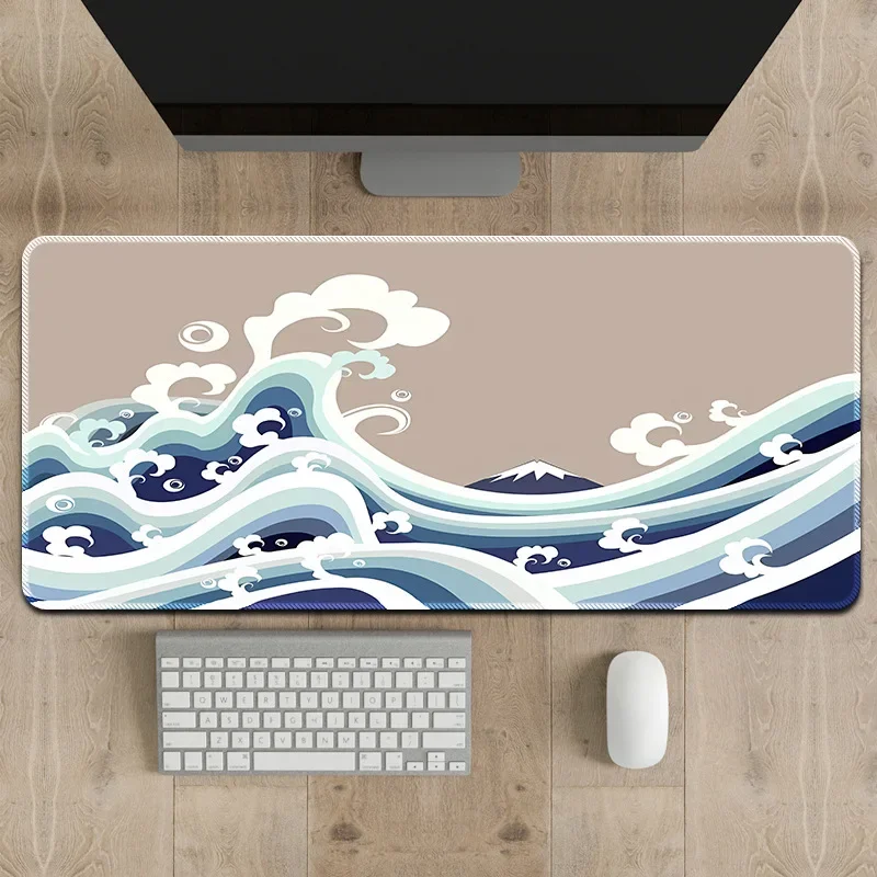 Waves Mouse Mats Mouse Pad Blue And White Large Mousepads PC Gamer Mousepad Office Desk Mat Rubber Keyboard Mats Gifts 900x400