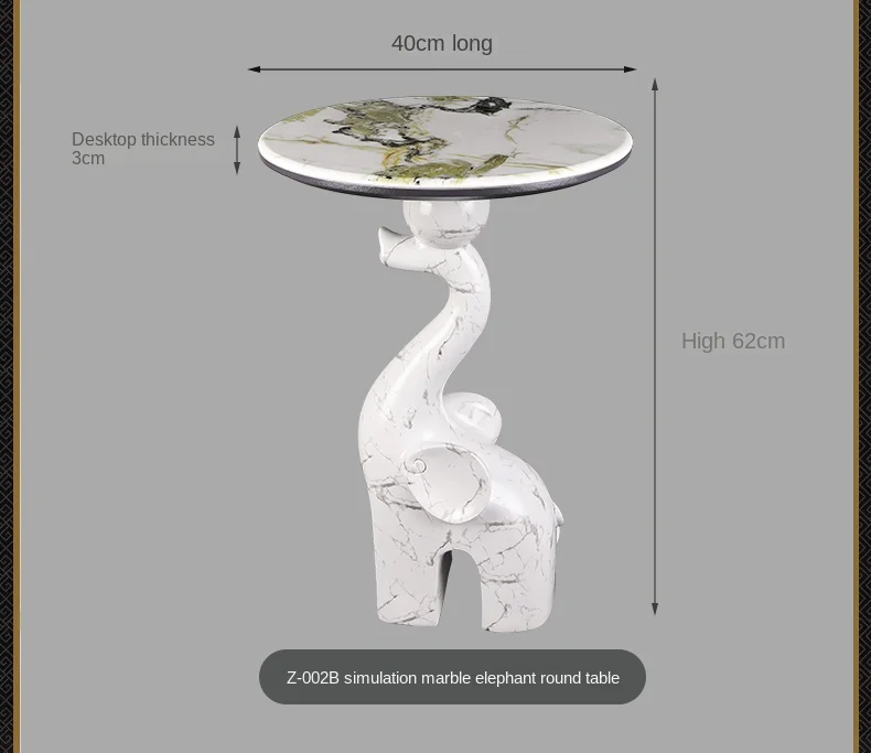 Home Decor Elephant Statue Side Tables Living Room Round Tea Table Bedroom Bedside Table Creative Animal Sculpture Coffee Tables