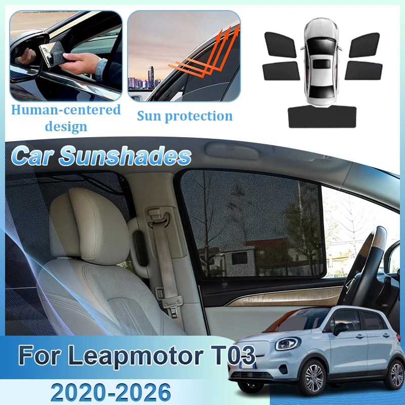 

Magnetic Car Mesh Sunshades For Leapmotor T03 2020-2026 Window Sun Visor Sunscreen Privacy Curtains UV Protection Accessories