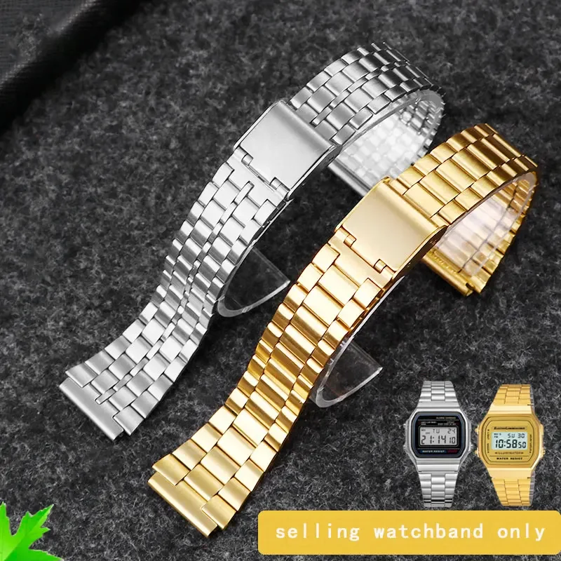 

18mm Fine Steel Watchband for CASIO A158 / A159 / A168 /A169 /B650 /AQ230/ 700 Classic Small Square Silver Block Metal Strap