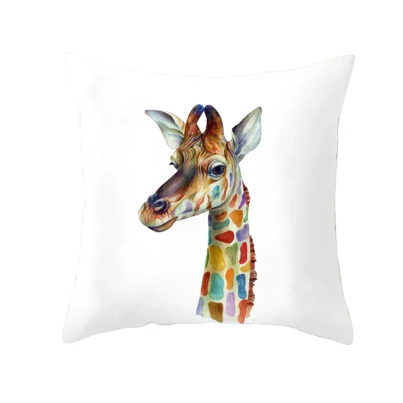 Cute Cartoon Giraffe Pattern Throw Pillowcase Horse  Decorative