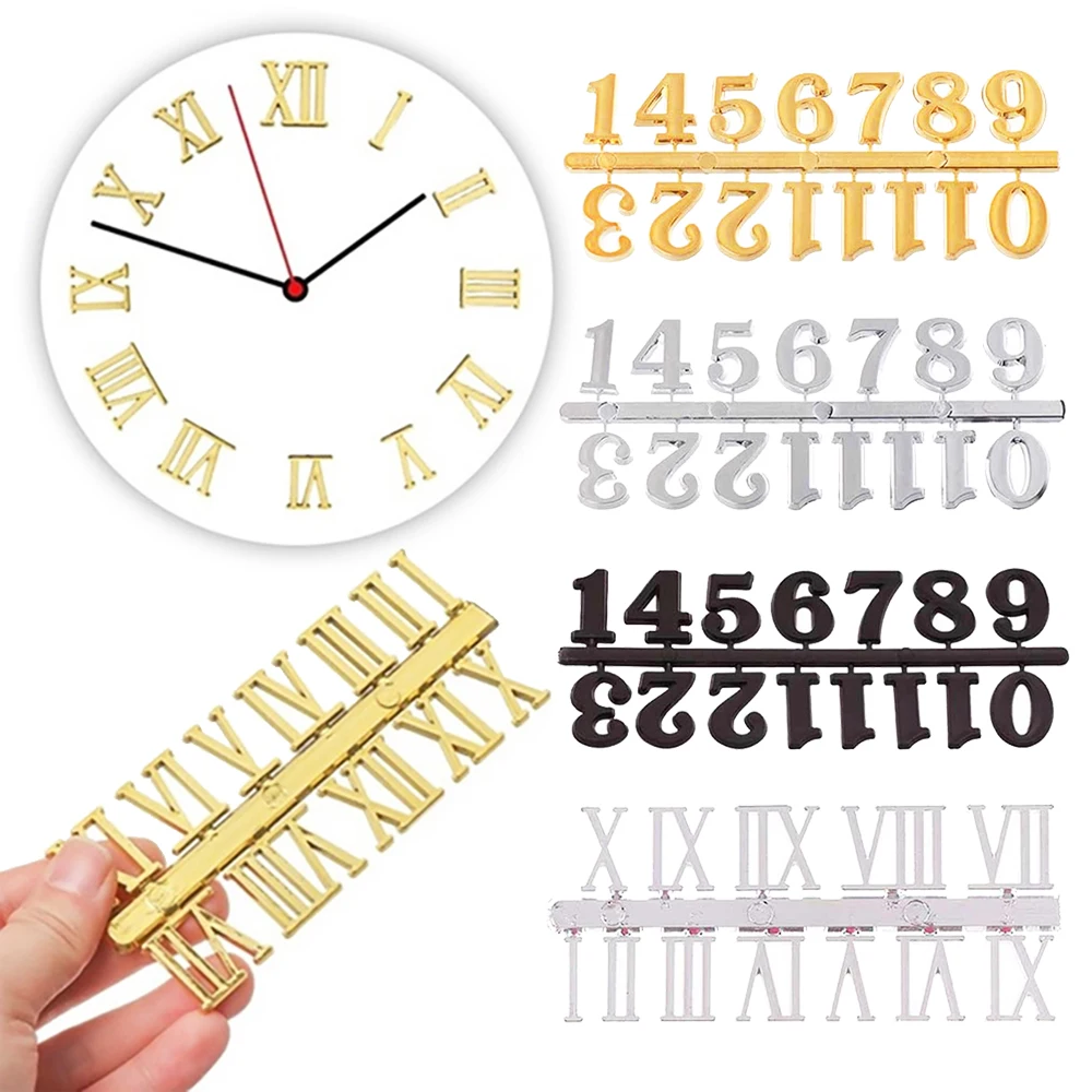 1Set DIY Arabic Numerals Roman Numerals Wall Digital Clocks Replacement Parts Removable Art Decal Sticker For Home Decorations