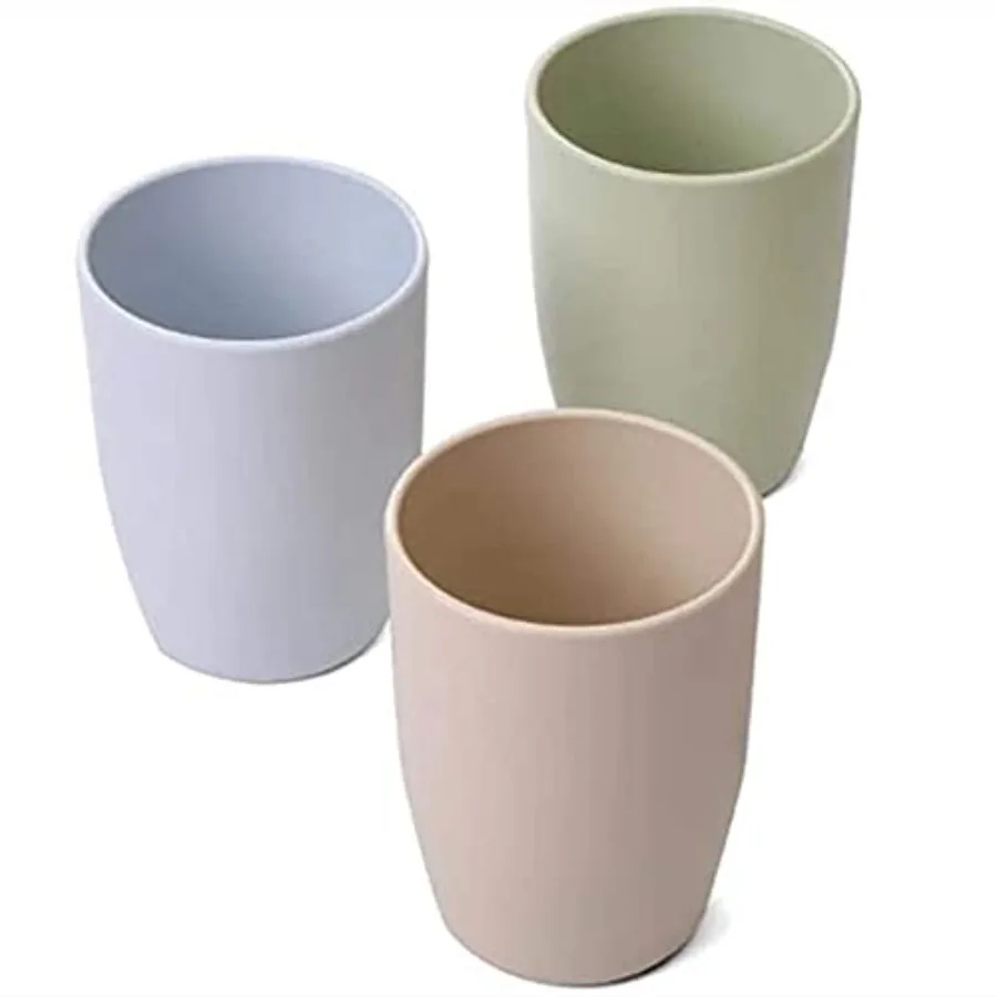 3 Pack of Bathroom Tumbler Toothbrush Cups, 400ml Toothbrush Holder, Blue Green Coffee Colours Bathroom Cup Set, Tooth Brushing