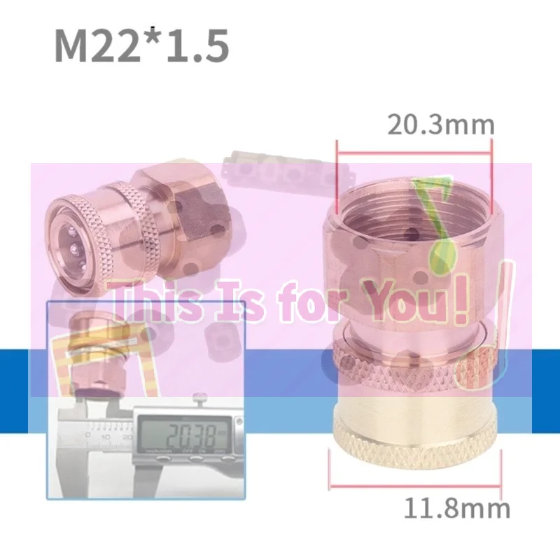 Copper Pump Fitting - Copper Fitting For High-pressure Water Jet Machine - Brass Connector - Copper Water Fitting (22mm*15mm)