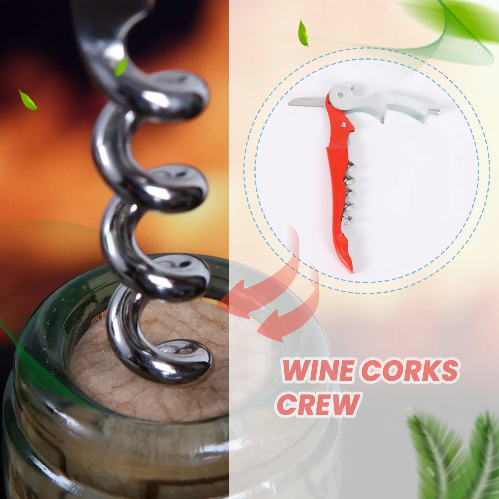 Confezione da 5 cavatappi Set apribottiglie per impieghi gravosi con taglierina e apribottiglie chiave per vino per camerieri, casa