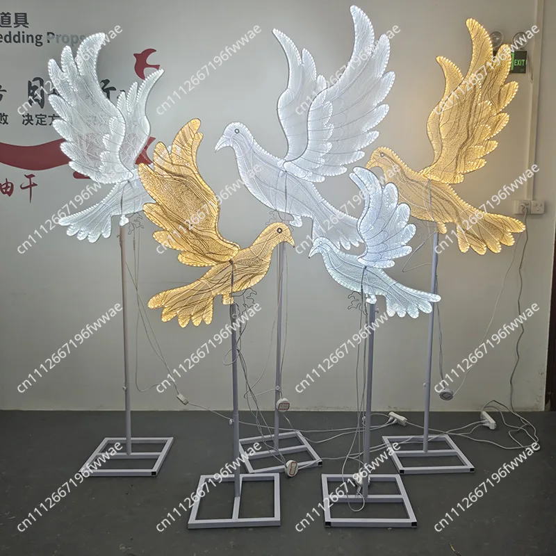 Luminous Peace Dove Wedding Decor LED Peace Dove Stage Prop Reception Welcome Area Decoration Illuminated Venue Festive Ornament