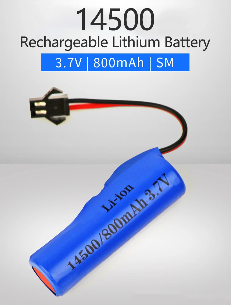 14500/800mah 18650/3500mah 3.7V Li-ion Battery High-Capacity with SM-2P Plug for RC Car, Truck, Boat, Tank Toys Upgrade
