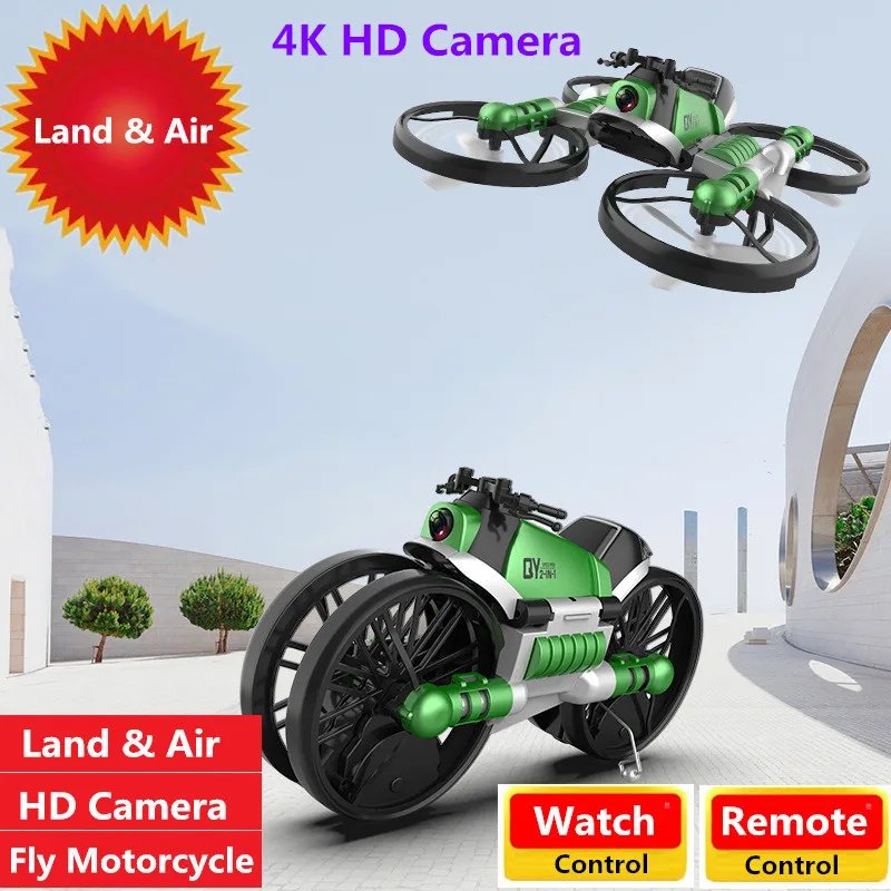 Motorcycle & Aircraft 2 IN 1 Land Air RC Flying Motorcycle Gesture Watch remote control wifi fpv drone with 4K hd camera WIFI