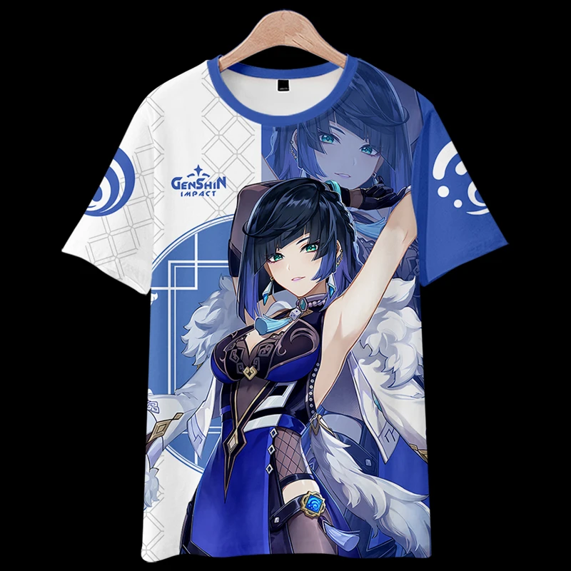

2026 Genshin Impact Night Orchid Night Rim Impression Round Neck Short Sleeve T-shirt Summer Games Animation anime Fashion cos