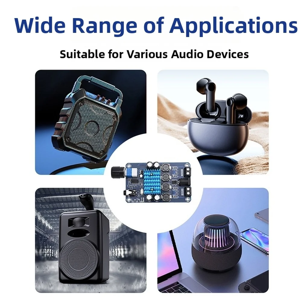 Wireless Digital Amplifier-Board Dual Channel 50W High Efficiency Audio Amp Module 1.2MHz Switching Frequency