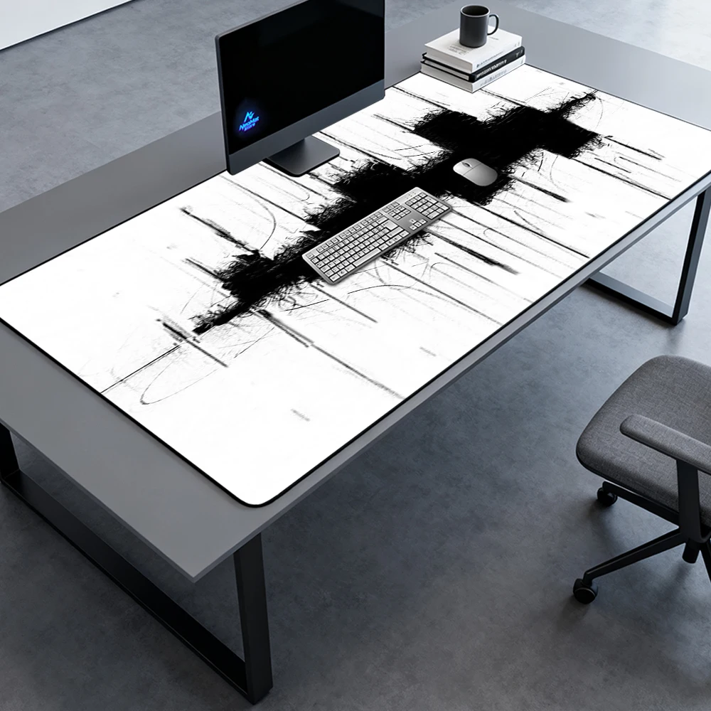 Starry Desk Mat 1400x600 Ink Texture White Mousepad Full Desk Pad Gaming Smooth Nonslip Black Office Accessories Table Mat
