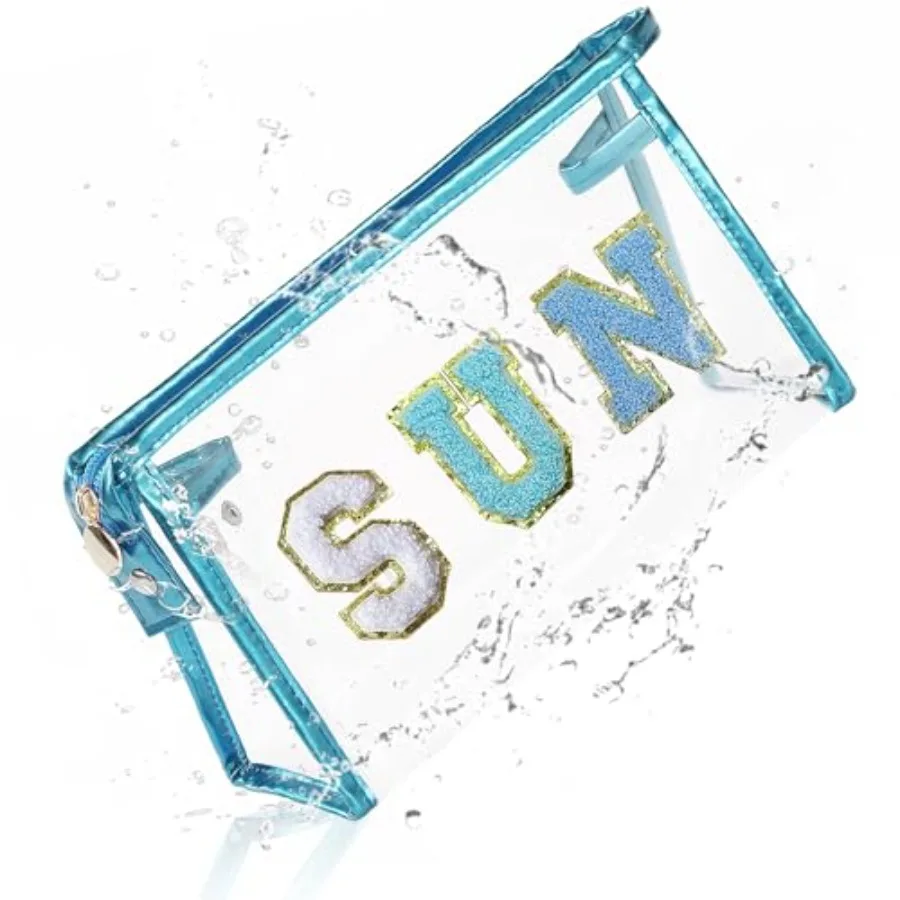 

Sunscreen Bag Clear Makeup Toiletry Pouch Beach Vacation Essentials for Women Teen Girls Trip Gifts Summer Pool Travel Must Hav