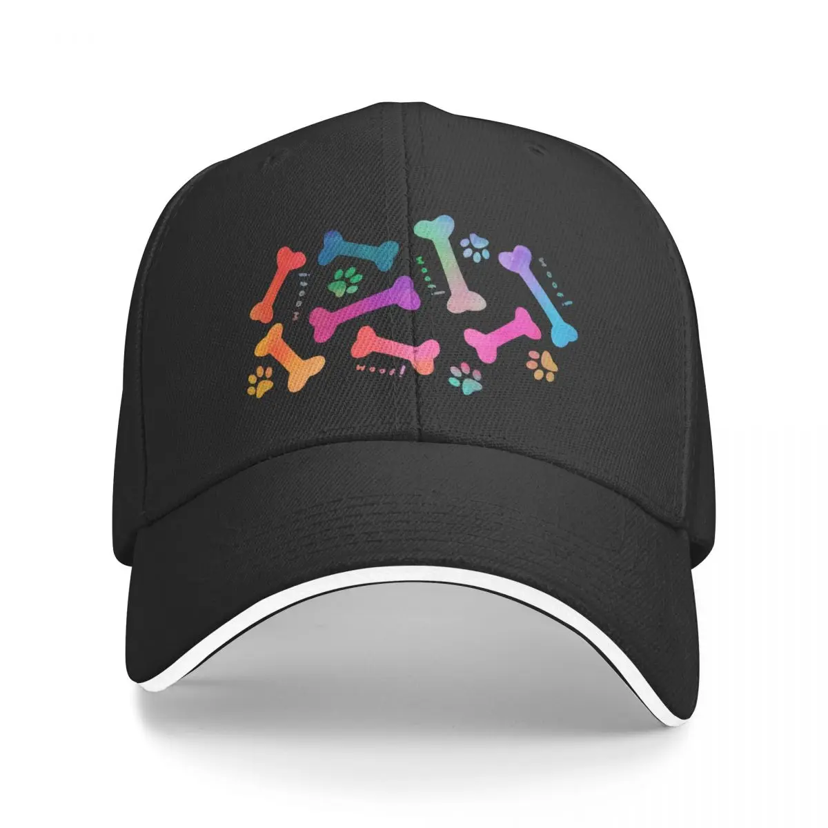 Rainbow dog bones and paw prints pattern Baseball Cap sun hat Hat Man Luxury party Hat Women's Beach Visor Men's