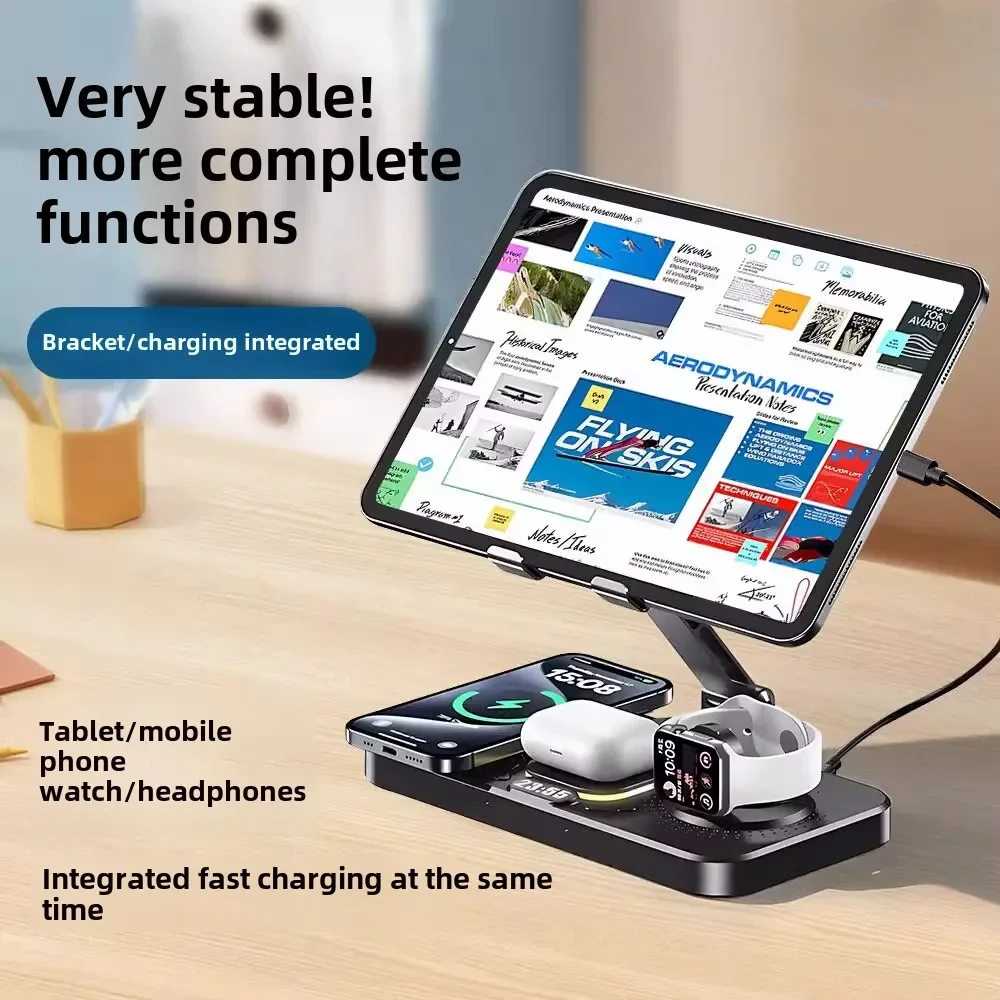 

iPad phablet mobile phone charging bracket watch earphone magnetic suction 3-in-1 wireless charger,suitable for Apple and Huawei