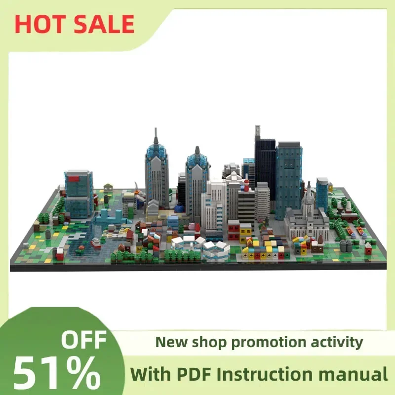 

Новый город, хит продаж, вид на улицу, Moc, модульная модель филадельфии, цимифа, головоломка на заказ, креативные идеи «сделай сам», детская игрушка, подарок на день рождения