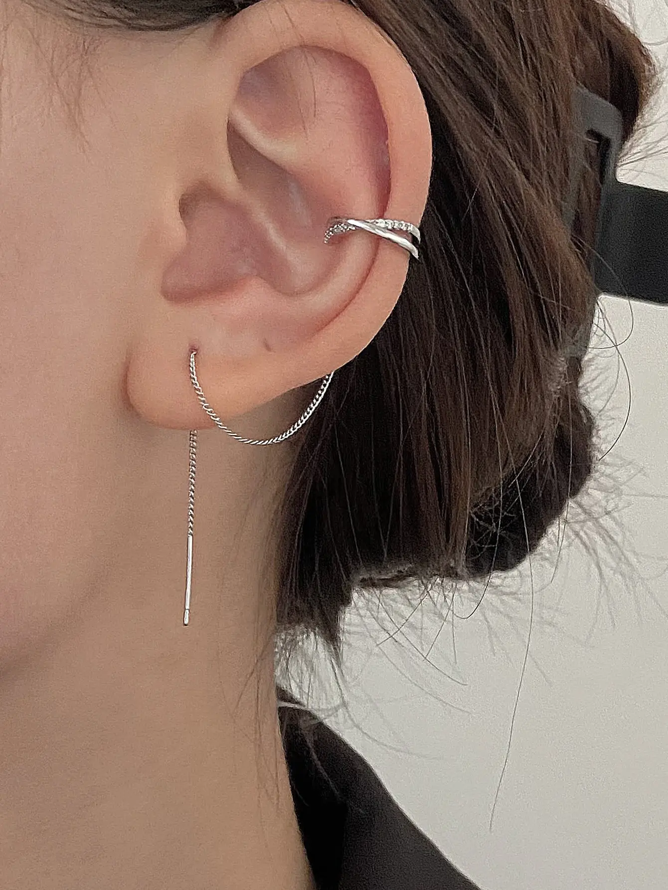 

1 Pair Minimalist Extra Long Dangle Ear Cuffs For Women, Fashion Jewelry For Party And Dressing