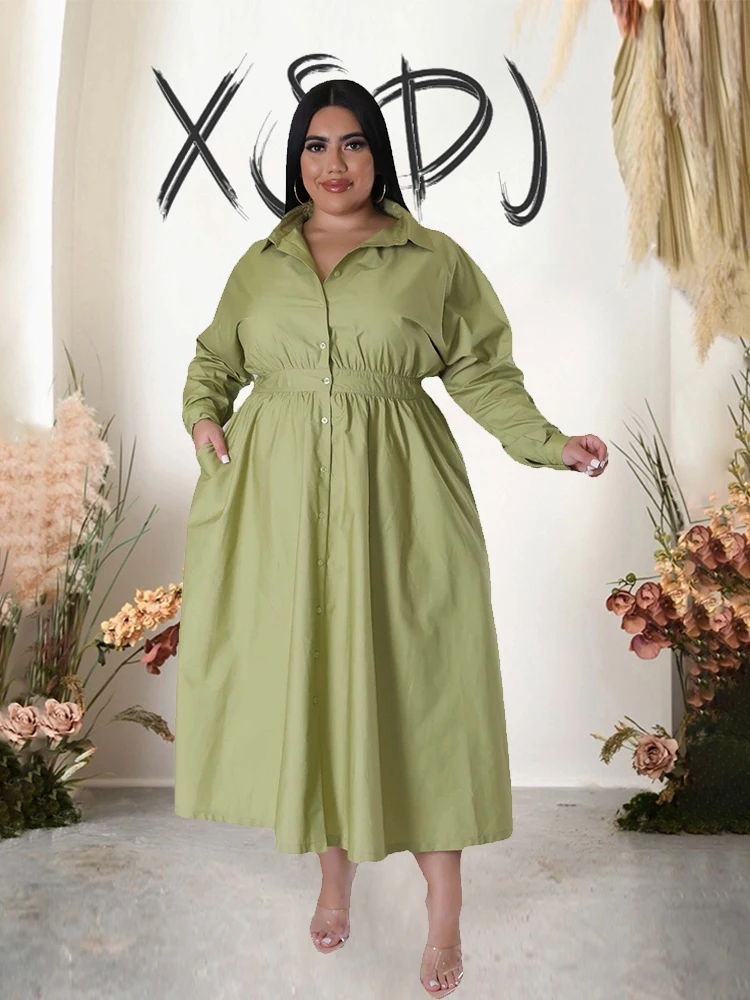 Elegant and Beautiful Womens Dresses Shirt Type Dresses for Chubby Long Sleeve Curvy Dresses Plus Size Wholesale Dropshipping