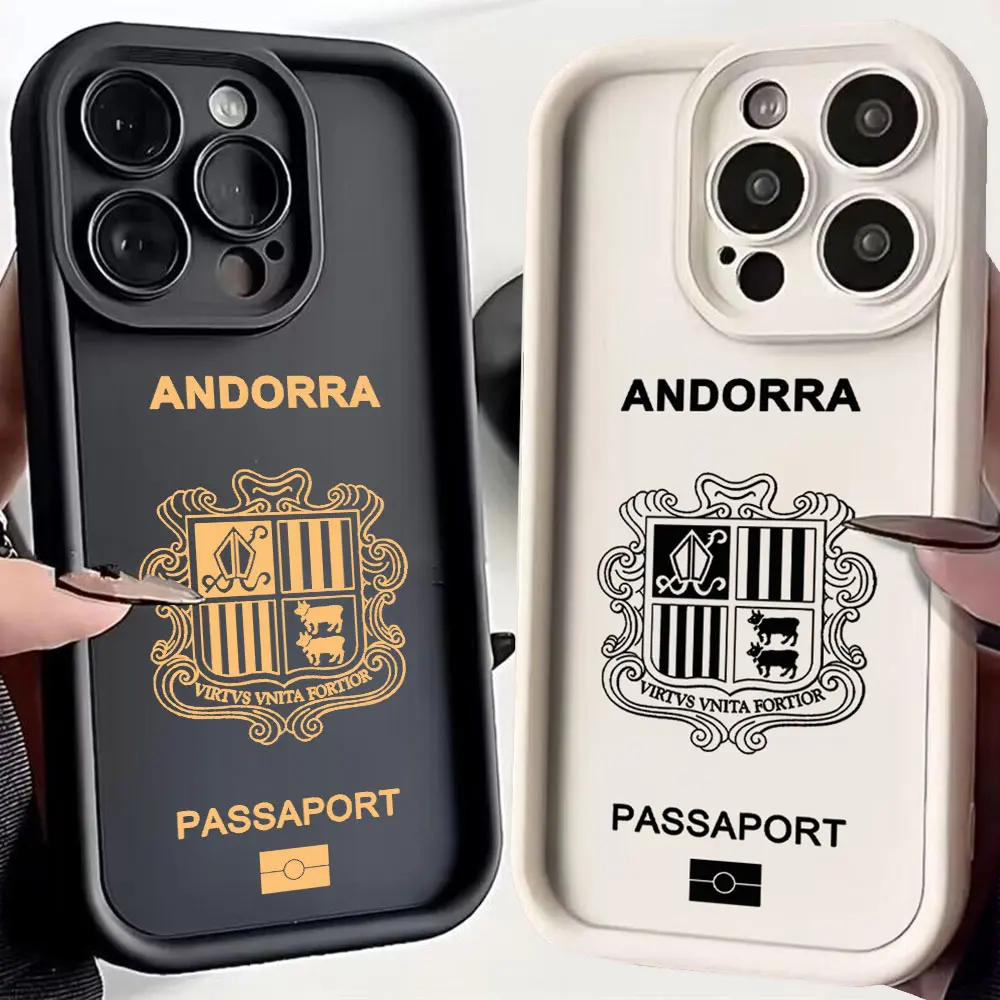 Andorra Passport Phone Case for iPhone 16 15 14 13 12 11 Pro Max Mini XR XS X 7 8 6 6s Plus Soft TPU Back Cover