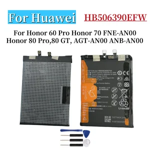 Bilashmart BackShell Battery HB506390EFW 4800mAh Battery Honor 60 Pro Honor 70 FNE AN00Honor 80 Pro80 GT AGT AN00 ANB AN00 Battreia+Tools